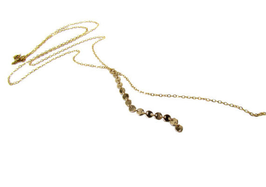 Set of 2 Layering Necklaces | Tiny Bar Necklace & Long Sequin Disc Y Necklace