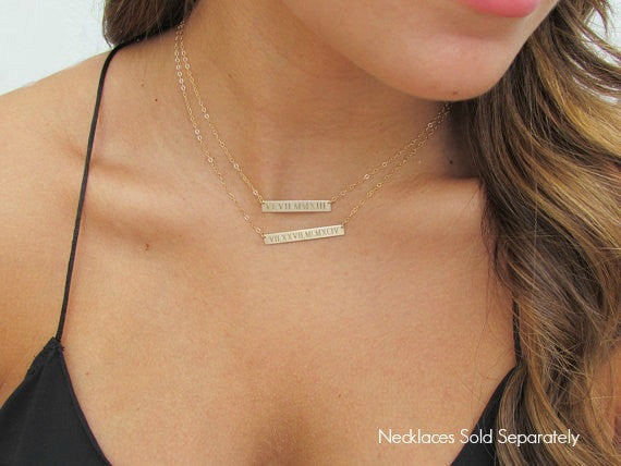 Coordinates Engraved Bar Necklace | Custom Location Necklace