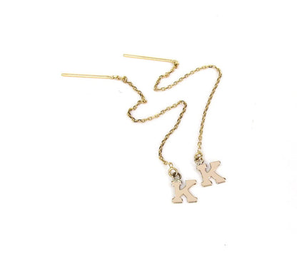 14K Initial Threader Earrings