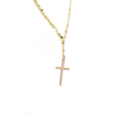 Cross Lariat Necklace | Convertible Gold Filled Reflective Bar Chain