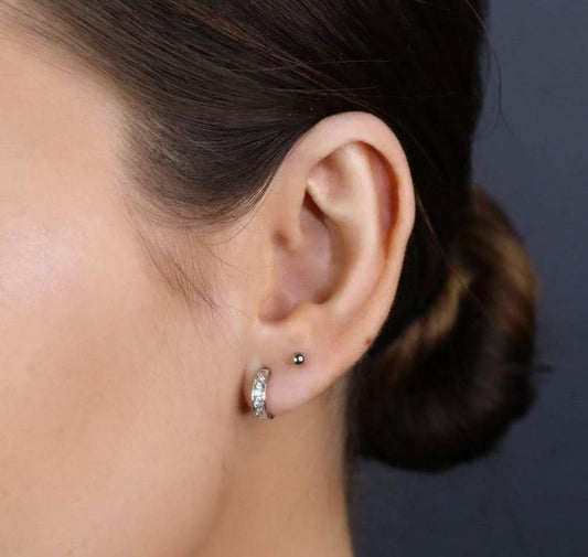 14K White Gold Mini Hoop Earrings