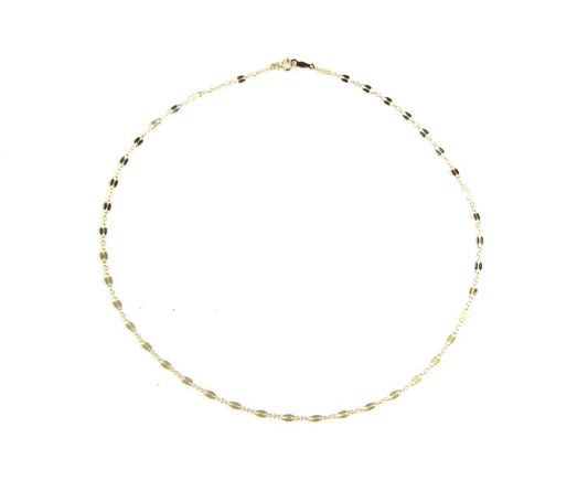 14K Mirror Lace Chain Choker | Solid Gold | White or Yellow Gold