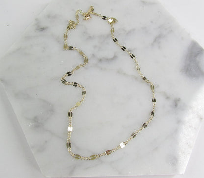 14K Mirror Lace Chain Choker | Solid Gold | White or Yellow Gold