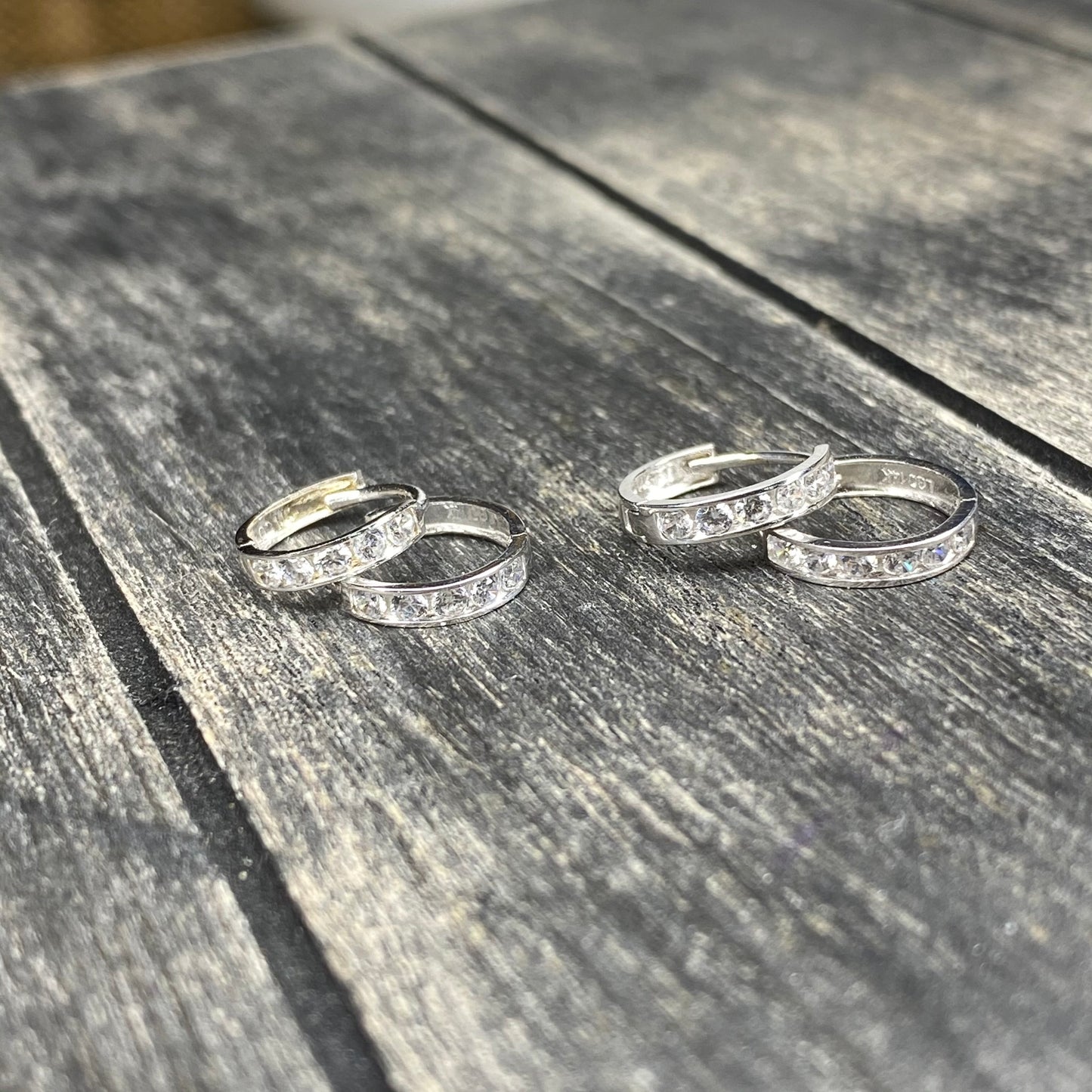 14K White Gold Mini Hoop Earrings