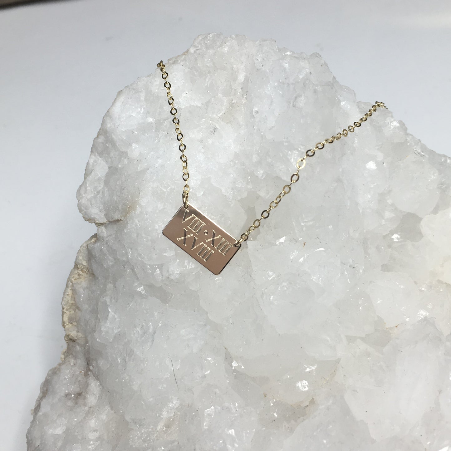 Small Rectangle Engraved Name Plate Necklace | Personalized Bar Necklace