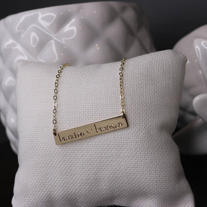 Engraved Bar Necklace | Personalized Name, Date & Coordinate Jewelry