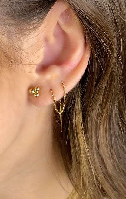 14K Gold Threader Earring Jacket | Versatile Chain for Multiple Piercings