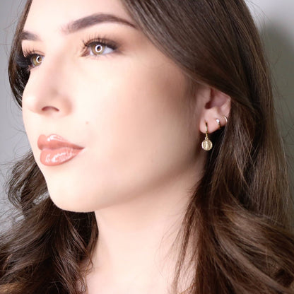 14K Gold Virgin Mary Hoop Earrings | Religious Medallion Jewelry