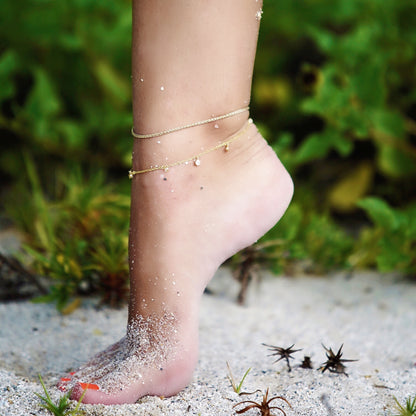 Dangling CZ Shaker Anklet | Dainty Summer Anklet