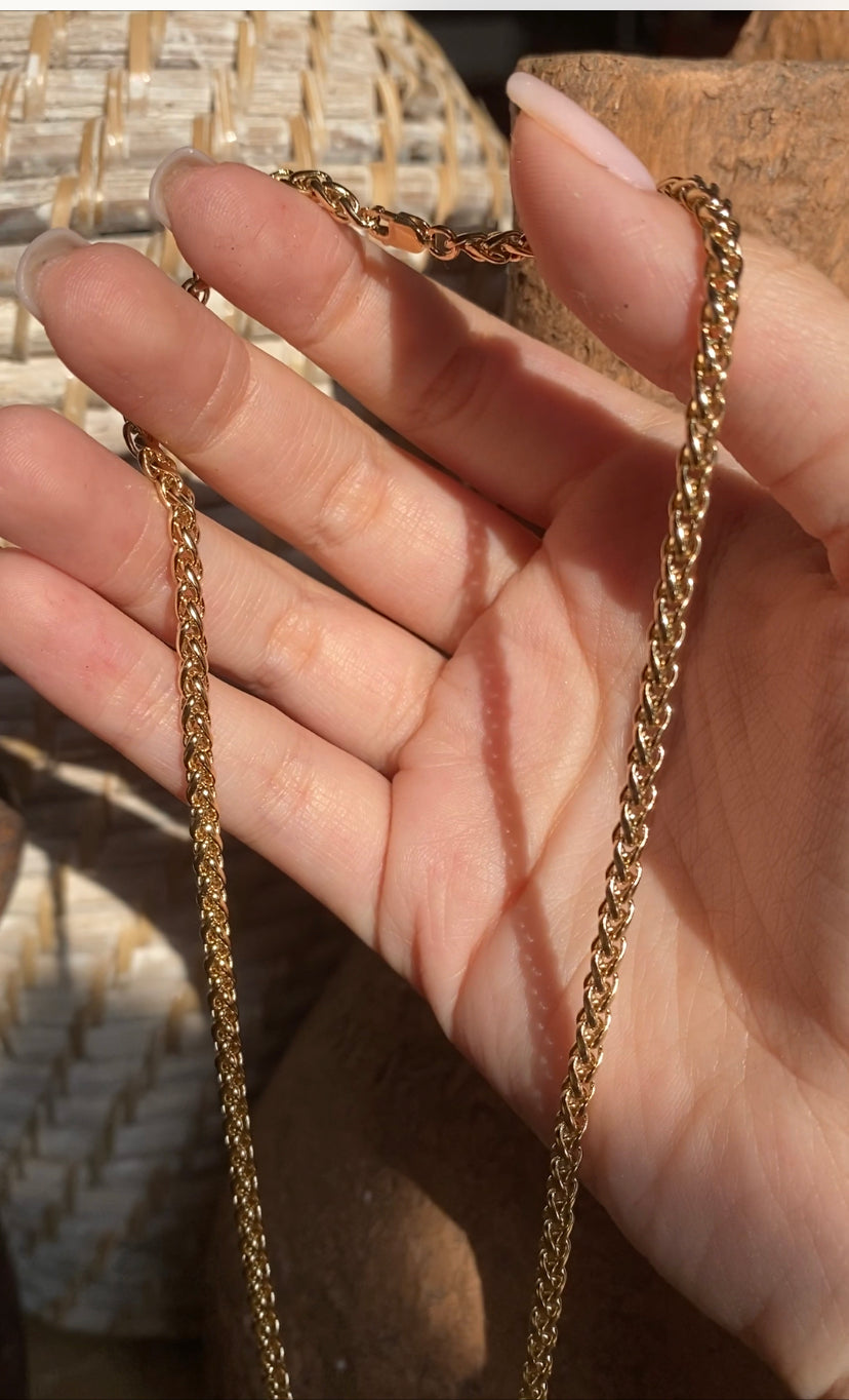 Unisex Wheat Chain Necklace | Chunky Woven Chain