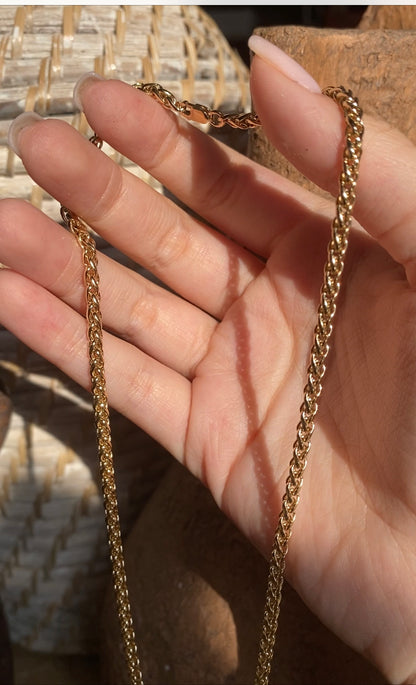 Unisex Wheat Chain Necklace | Chunky Woven Chain