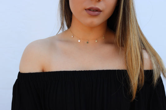 5 Star Choker Necklace | Dainty Celestial Charm Necklace