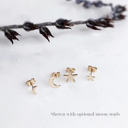 14K Gold Star Stud Earrings | Polished or Matte Satin
