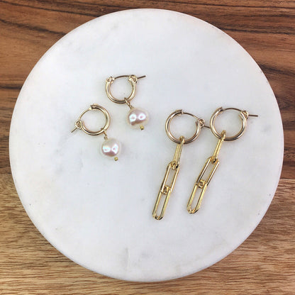 Freshwater Baroque Pearl Hoops | Elegant Statement Earrings