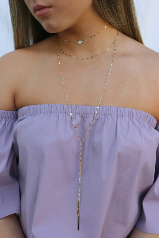 11 Way Wrap Necklace | Adjustable Layered Chain | Double Bar Tassel