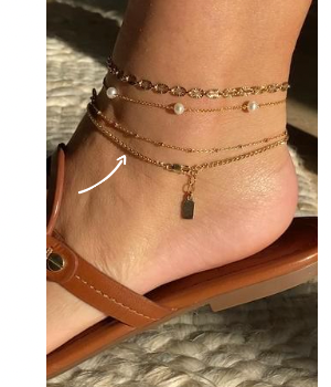 Woven Chain Layering Anklet |  Textured Wheat Chain Ankle Bracelet