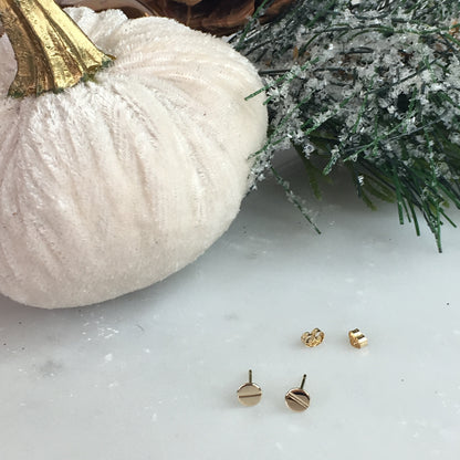 14K Flat Top Stud Earrings | Modern Minimalist Gold Disc Studs