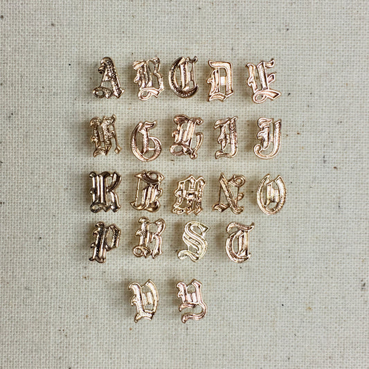 14K Old English Initial Stud Earrings