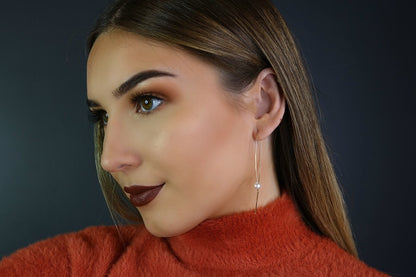 Pearl Arc Threader Earrings | Modern Wire Hoops