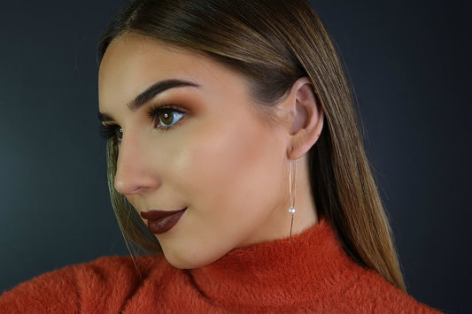 Pearl Arc Threader Earrings | Modern Wire Hoops