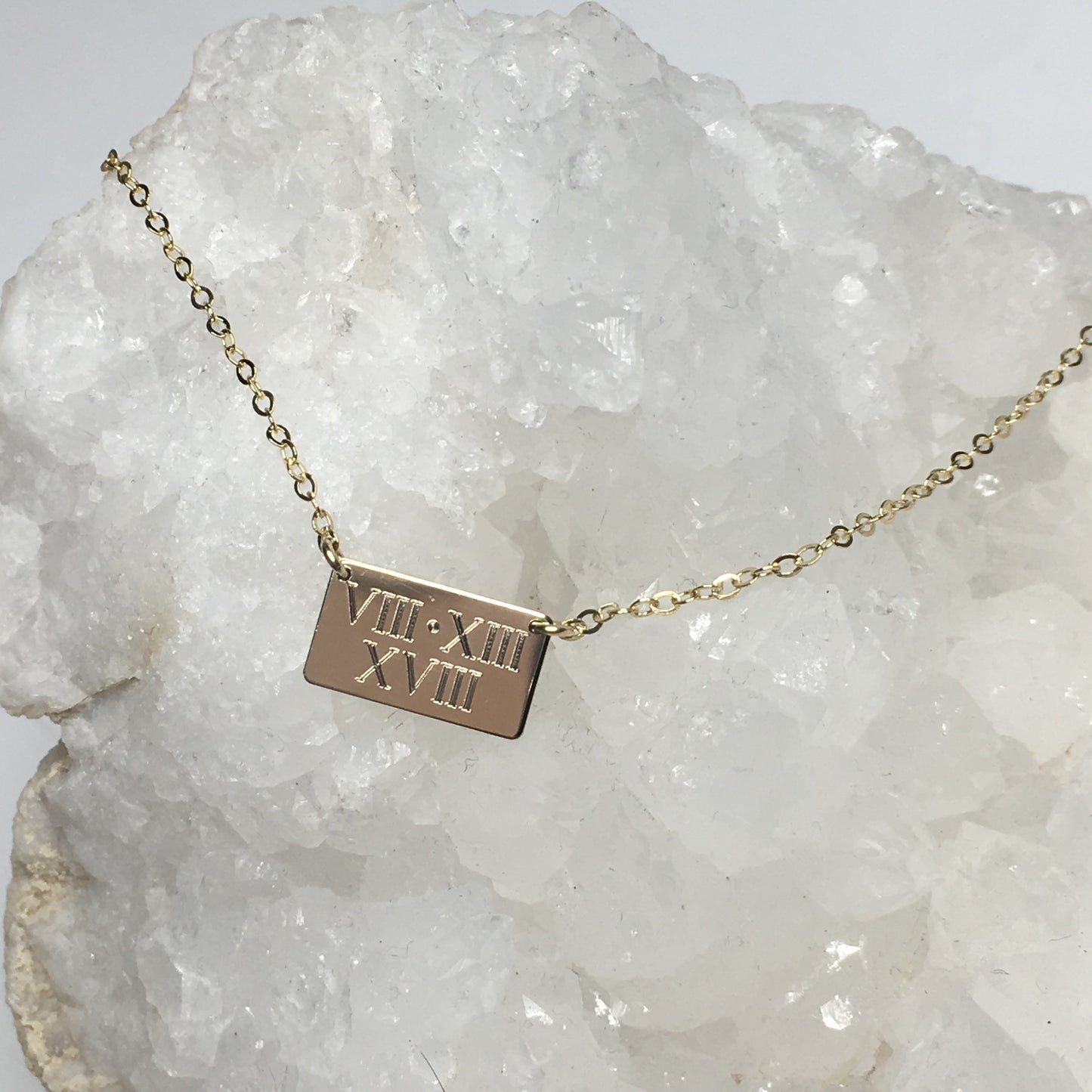 Small Rectangle Engraved Name Plate Necklace | Personalized Bar Necklace