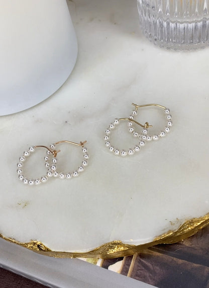 Small Pearl Hoop Earrings