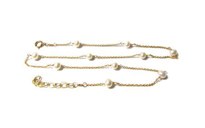 Freshwater Pearl Tin Cup Choker Necklace | 14K Gold Filled Station Chain