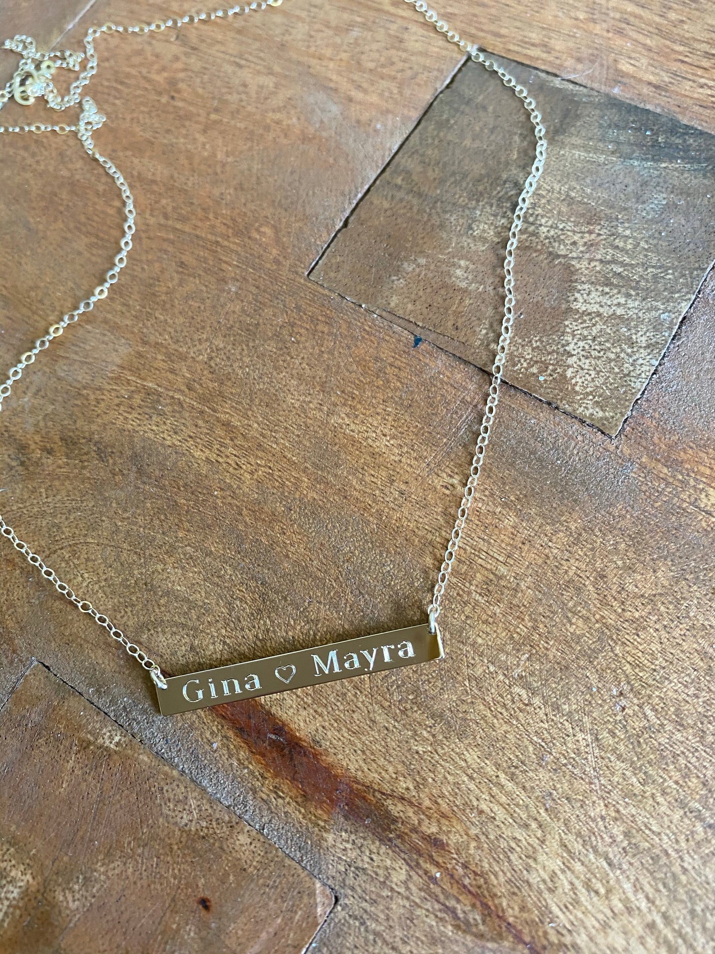 14K Personalized Bar Necklace | Custom Engraved Bar Pendant | Meaningful Gift Jewelry