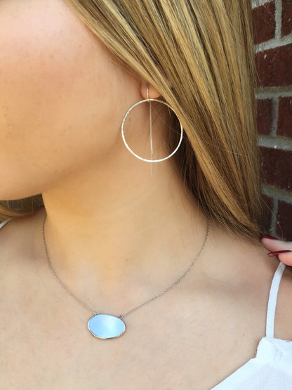 Textured Circle Threader Earrings | Linear Texture | Minimalist Modern Jewelry