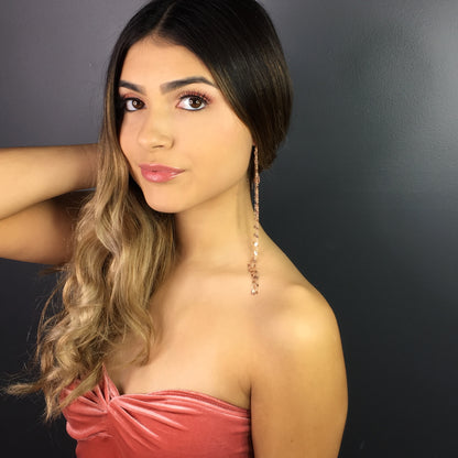 Mirror Lace Chain Shoulder Duster Earrings | Statement Long Drop Earrings