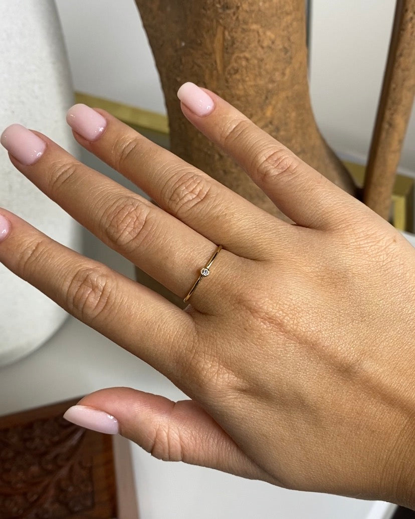 CZ Stack Ring | Solitaire Band Ring | 3 Metal Choices
