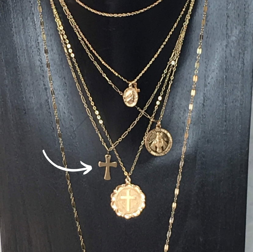 Maltese Cross Necklace | Polished Cross on Fancy 3+1 Chain