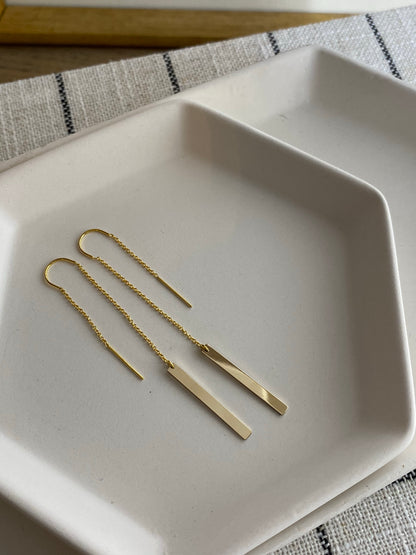 Bar Threader Earrings | 14K Gold or Sterling Silver | Minimalist Dangle Earrings
