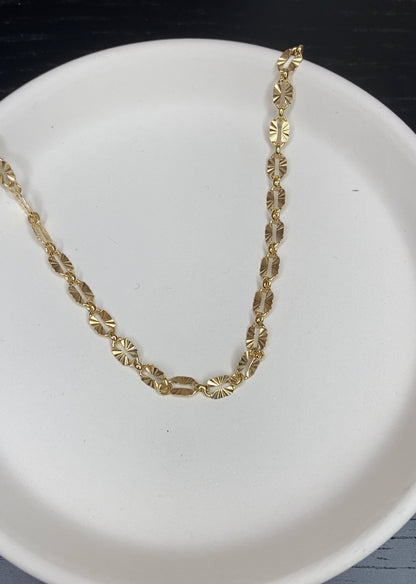 Sunburst Anklet | Reflective Textured Chain Anklet in Gold Filled or Sterling Silver
