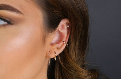 14K Gold Diamond Shaker Ear Cuff | Single Bezel-Set Diamond