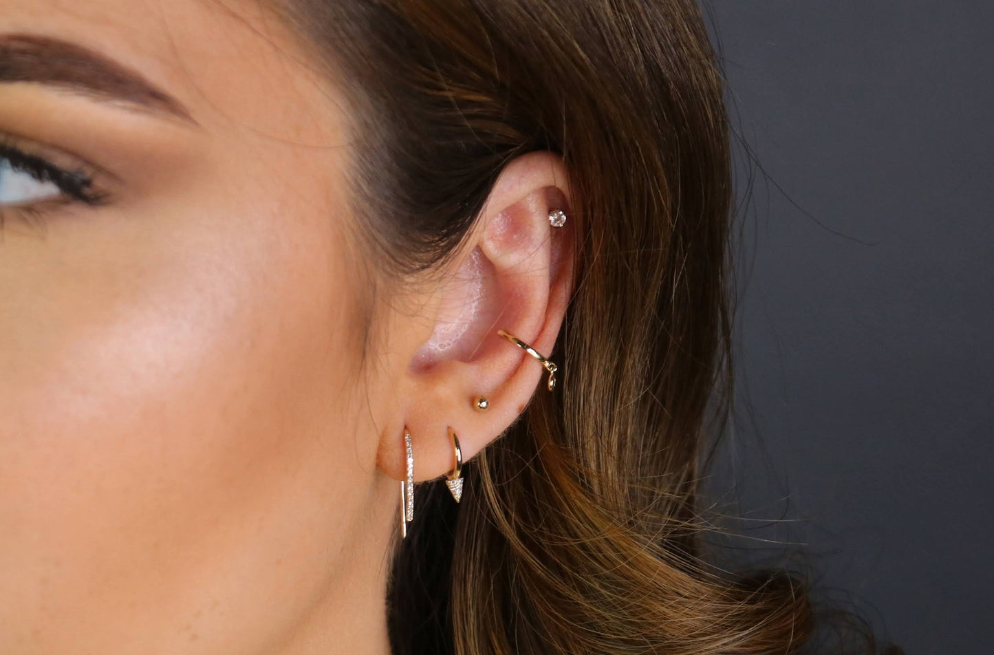 14K Single Shaker Diamond Ear Cuff