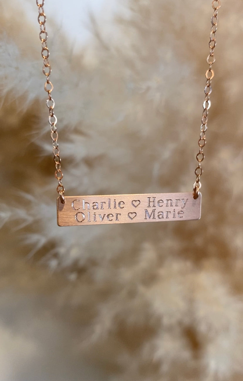 Mega Bar Necklace | Custom Engraved Two-Line Bar Pendant