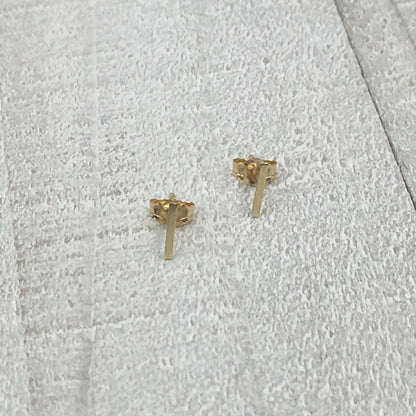 14K Gold Tiny Bar Stud Earrings | Polished & Matte Minimalist Studs