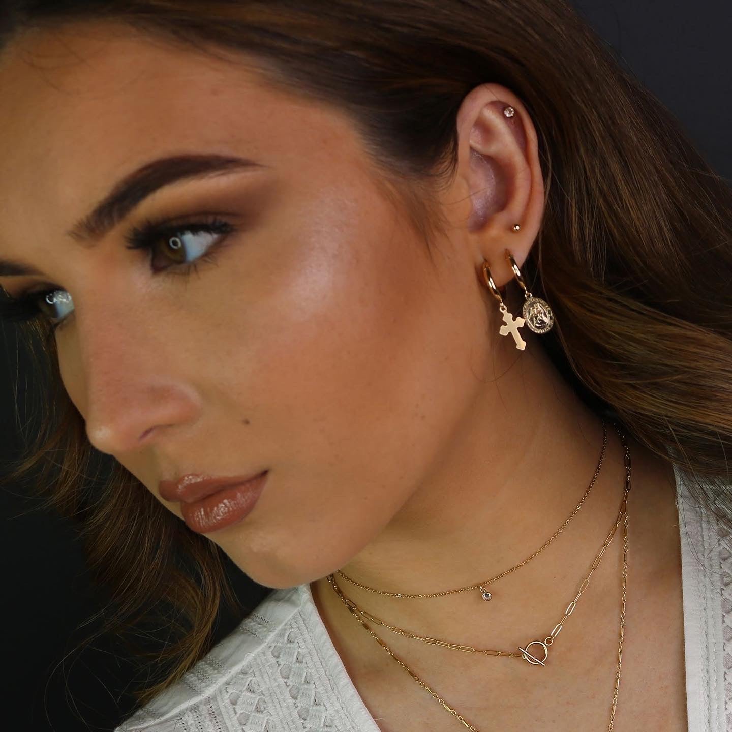 Tiny CZ Charm Necklace | Dainty Gold & Silver Necklace