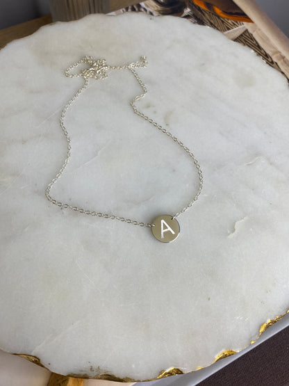 EngravRound Disc Pendant Necklace | Block Letter Initial Monogram | Personalized Gold or Silver Jewelry