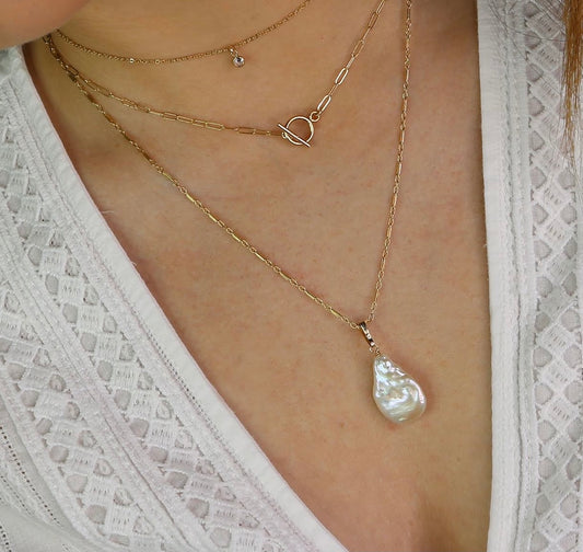 Dainty Paperclip Chain with Toggle Clasp