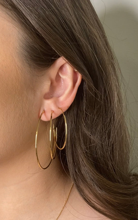 Skinny Hoop Earrings | Minimalist Everyday Hoops | Gold Filled or Sterling Silver
