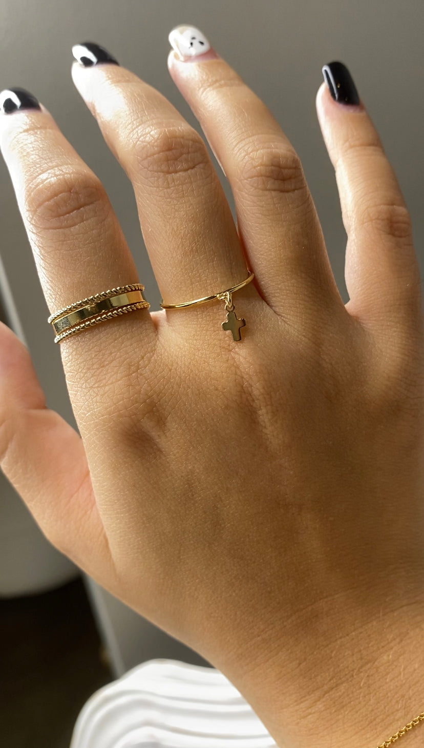 14K Gold Filled Cross Charm Ring | Dainty Christian Jewelry | Faith Gift