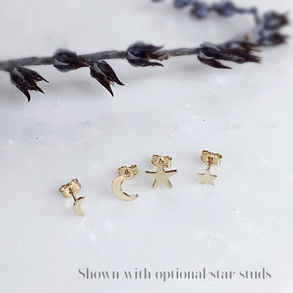 14K Gold Crescent Moon Stud Earrings | Celestial Fine Jewelry