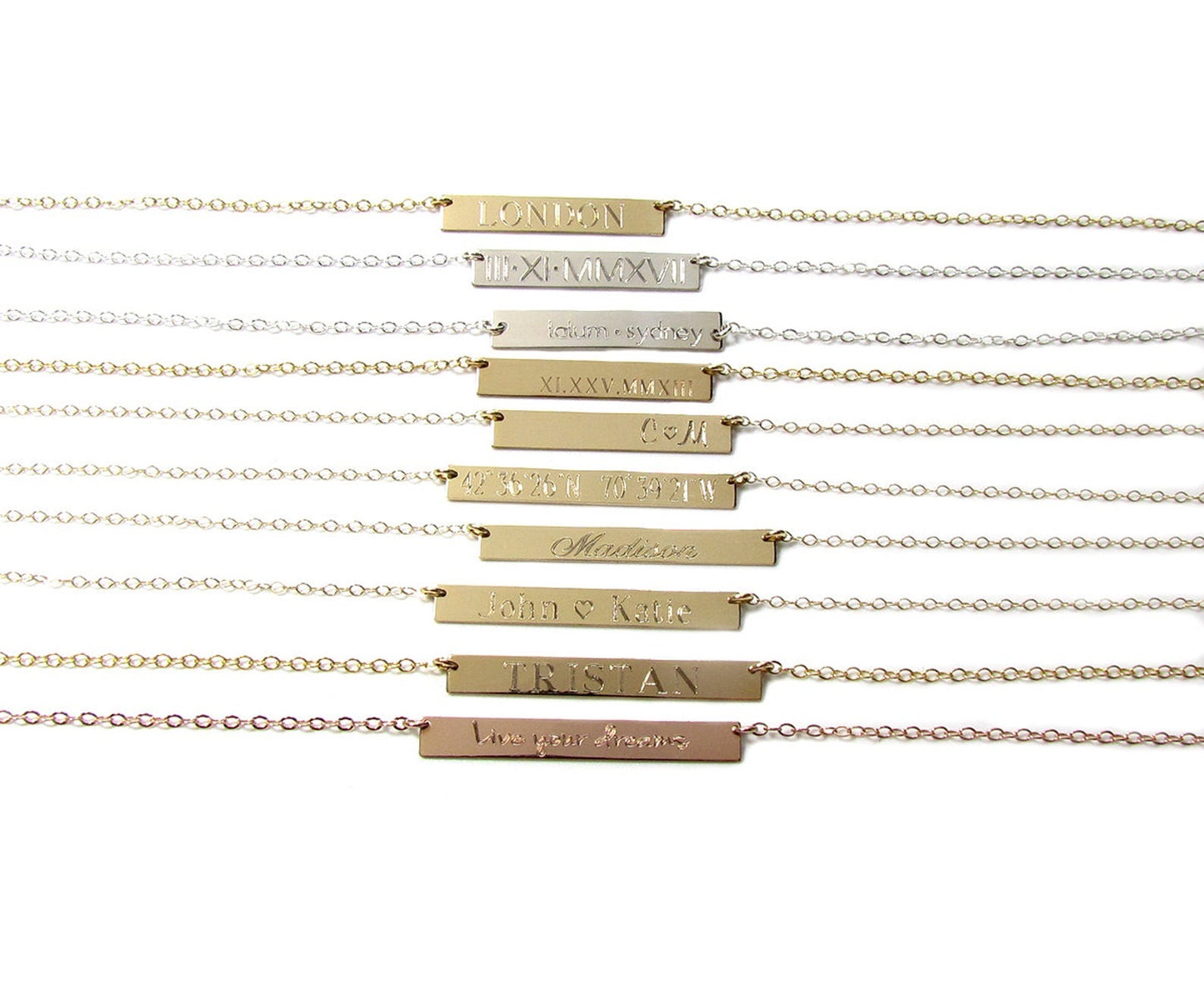 Engraved Bar Necklace | Personalized Name, Date & Coordinate Jewelry