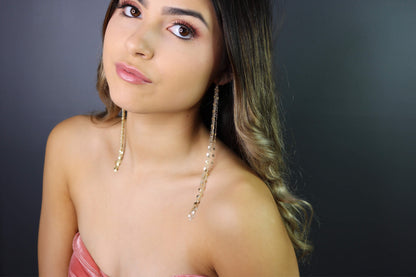 Mirror Lace Chain Shoulder Duster Earrings | Statement Long Drop Earrings