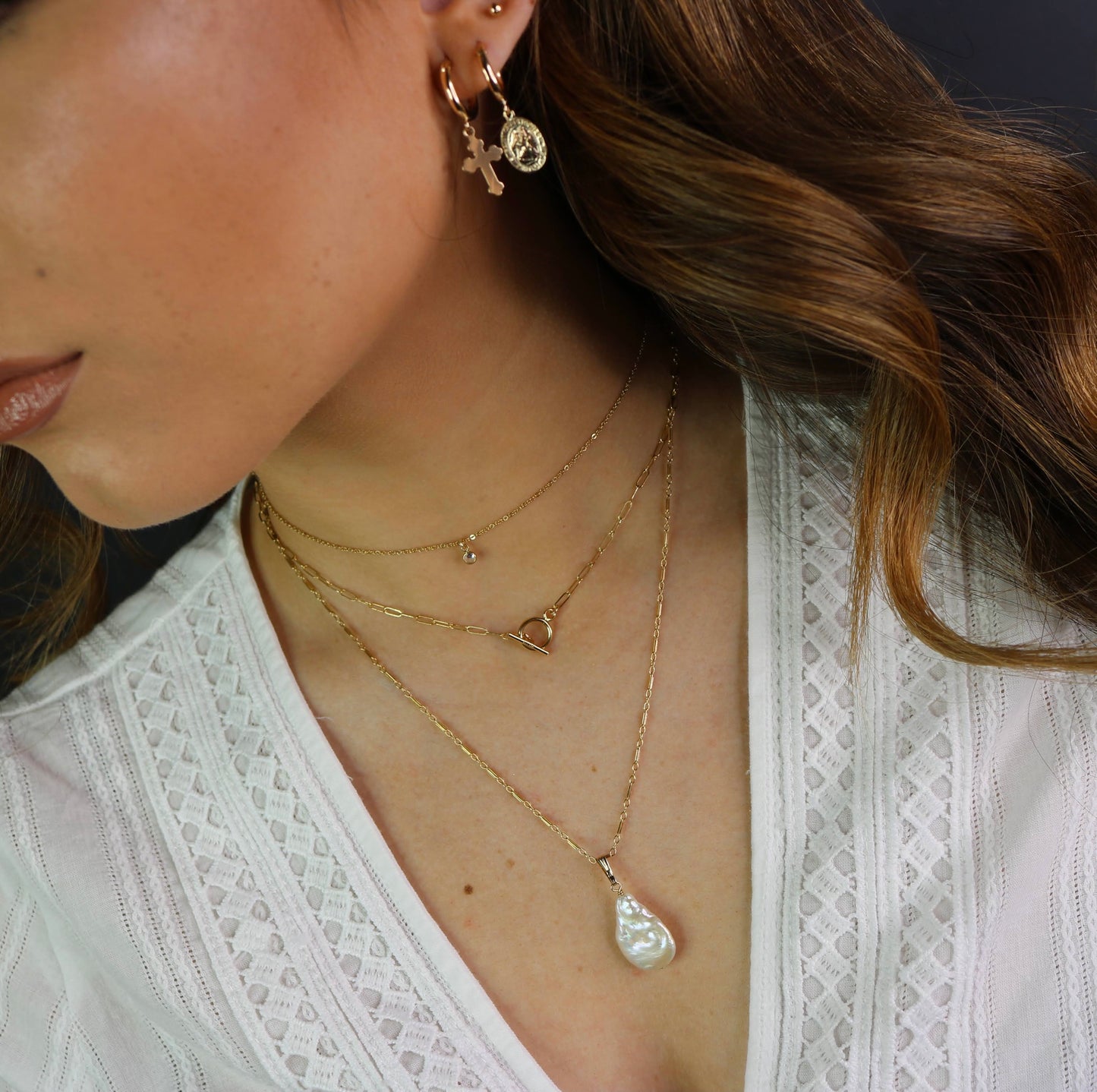 Tiny CZ Charm Necklace | Dainty Gold & Silver Necklace