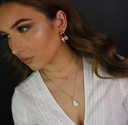 Tiny CZ Charm Necklace | Dainty Gold & Silver Necklace