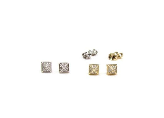 Tiny CZ Pyramid Stud Earrings