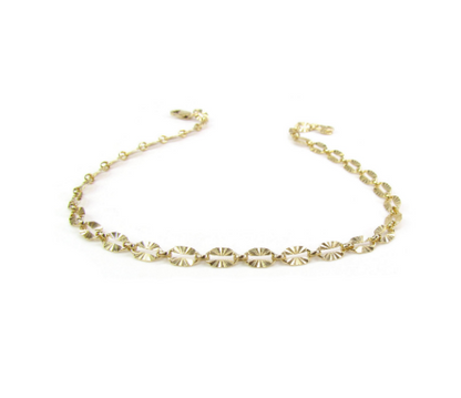 Sunburst Anklet | Reflective Textured Chain Anklet in Gold Filled or Sterling Silver